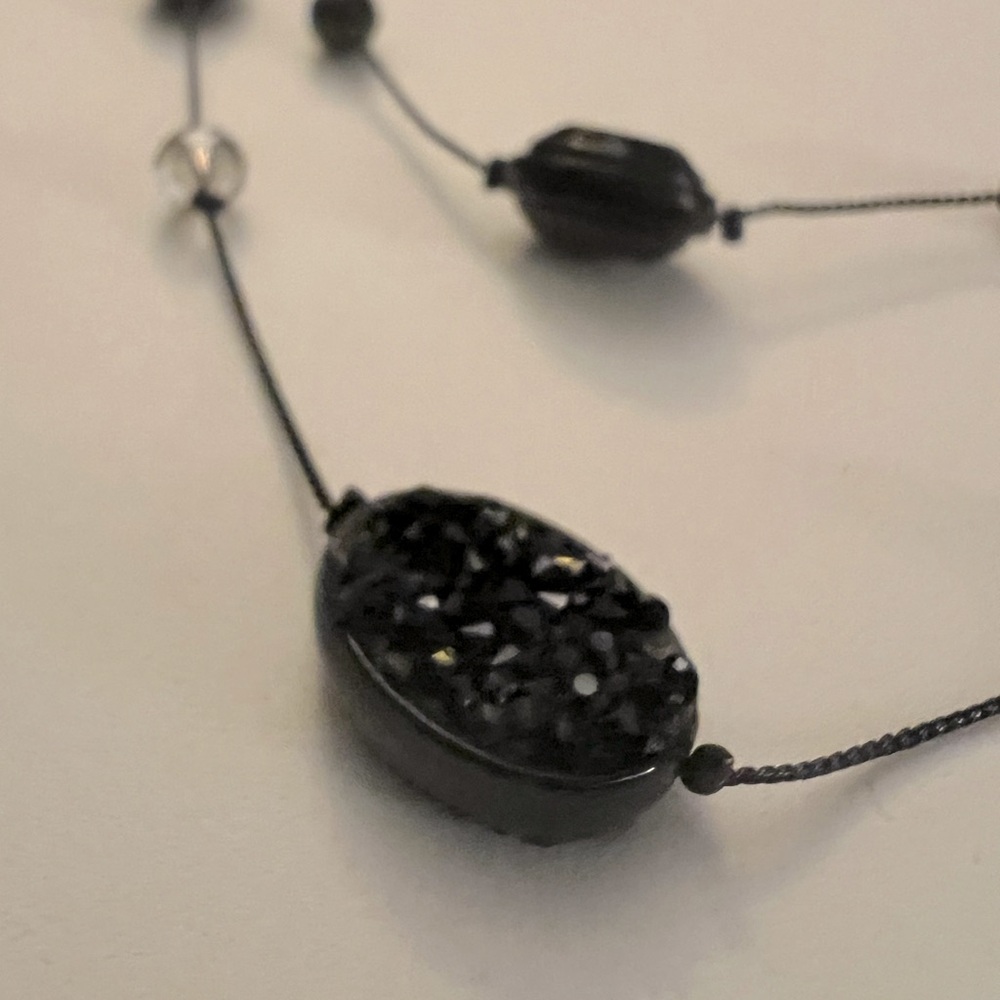 New York and Company Necklace with Sparkly Black Beads Formal Goth - Picture 2 of 5